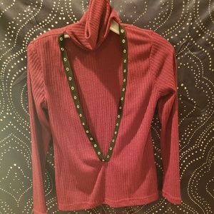 Dark red turtle neck